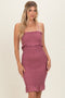 Mauve Smocked Ruffle Hem Dress