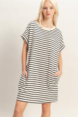 Black Striped Maternity T-Shirt Mini Dress