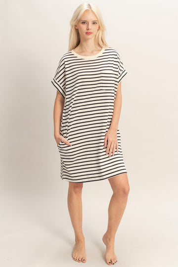 Black Striped T-Shirt Mini Dress