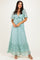 Sage Aqua Lace Flutter Sleeve Tiered Maxi Dress