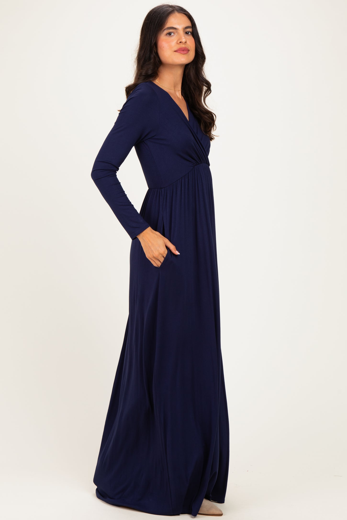 Navy Long Sleeve Maxi Dress
