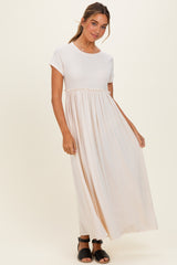 Soft White Ruffle Trim Maxi Dress