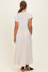 Soft White Ruffle Trim Maxi Dress