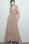 Mocha Floral Shoulder Tie Maxi Dress