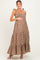 Mocha Floral Shoulder Tie Maternity Maxi Dress
