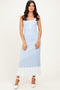 Sky Blue Ribbed Colorblock Sleeveless Maxi Dress