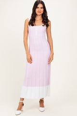 Light Pink Ribbed Colorblock Sleeveless Maxi Dress