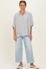 Black Striped Boxy Button Down Top