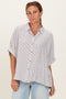 Brown Striped Boxy Button Down Top