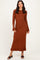 Chestnut Ribbed Knit Bow Back Maxi Dress