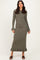 Olive Ribbed Knit Bow Back Maxi Dress