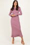 Mauve Ribbed Knit Bow Back Maxi Dress