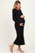 Black Ribbed Long Sleeve Maternity Sweater Midi Dress