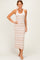 Oatmeal Shoulder Tie Striped Knit Maxi Dress