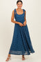 Blue Sleeveless Lace Maxi Dress