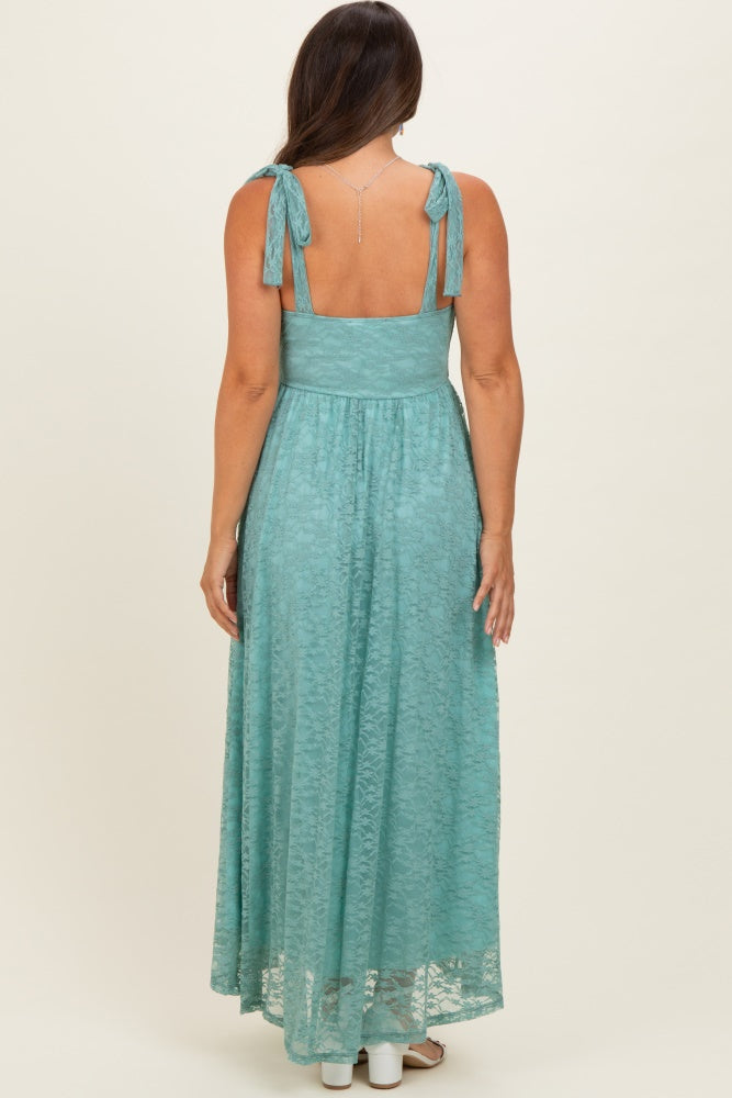 Mint Sleeveless Lace Maternity Maxi Dress