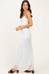 Ivory Sleeveless Lace Square Neck Maxi Dress