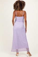 Lavender Sleeveless Lace Square Neck Maternity Maxi Dress