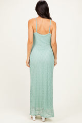 Sage Sleeveless Lace Square Neck Maxi Dress
