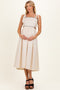 Cream Scallop Edge Side Cutout Maternity Midi Dress