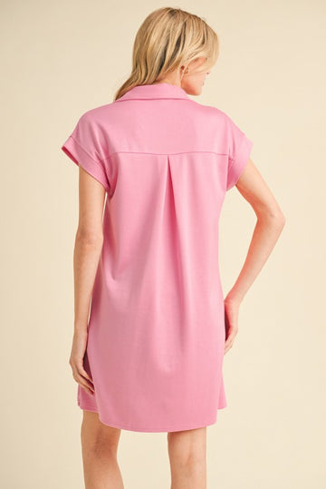 Pink Collared Pocket Dress