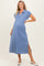 Denim Blue Collared Oversized Maternity Midi Dress
