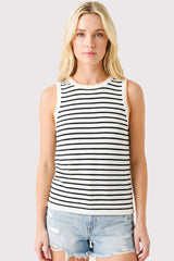 Navy Striped Stitch Detail Maternity Knit Tank