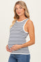Navy Striped Stitch Detail Maternity Knit Tank
