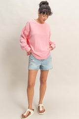 Pink Oversized Cutout Back Sweatshirt
