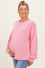 Pink Oversized Cutout Back Maternity Sweatshirt