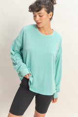 Turquoise Oversized Cutout Back Maternity Sweatshirt