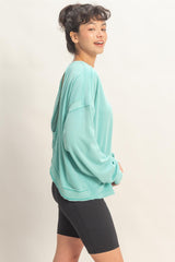 Turquoise Oversized Cutout Back Sweatshirt
