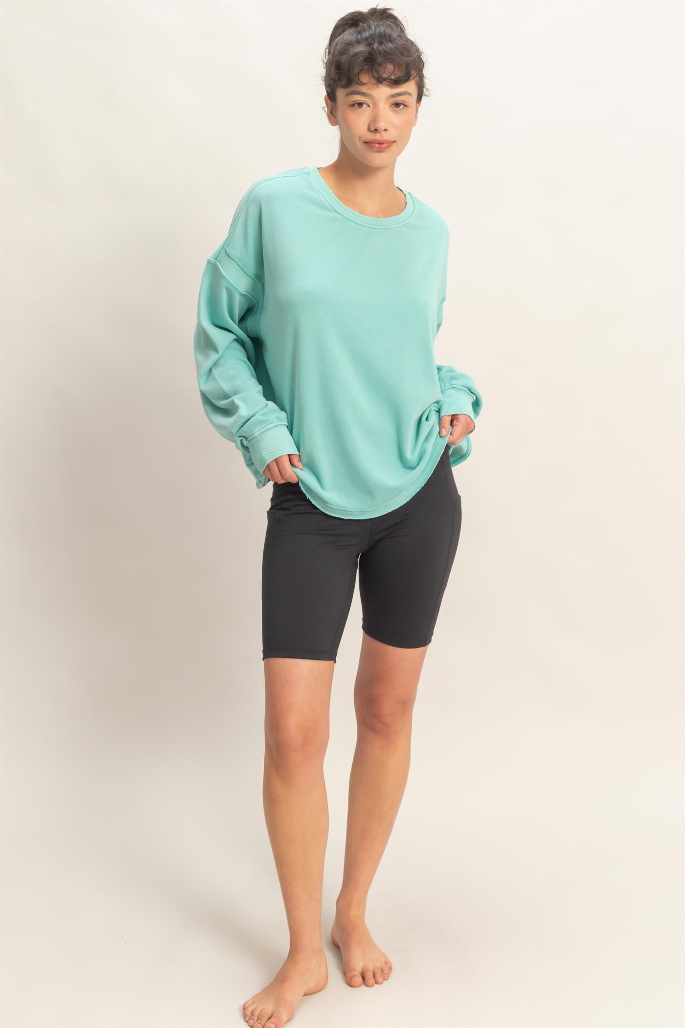 Turquoise Oversized Cutout Back Sweatshirt