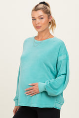 Turquoise Oversized Cutout Back Maternity Sweatshirt
