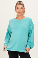 Turquoise Oversized Cutout Back Maternity Sweatshirt