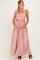 Rose Pink Striped Smocked Crop Top Maxi Skirt Maternity Set