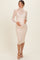 Beige Mesh Overlay Fitted Maternity Midi Dress