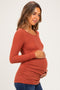 Rust Soft Knit Ruched Maternity Top