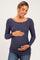 Navy Soft Knit Ruched Maternity Top