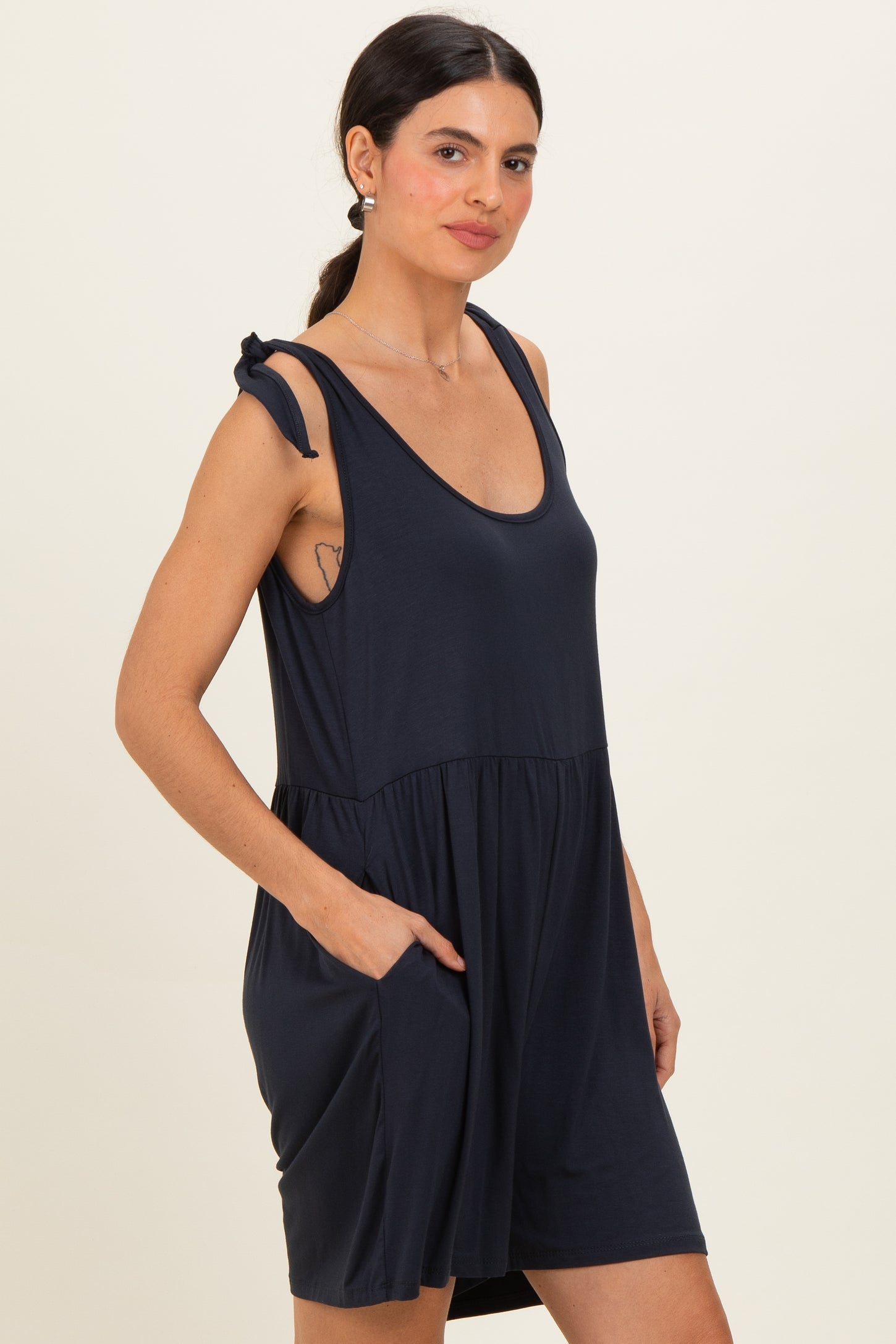 Navy Knot Strap Romper
