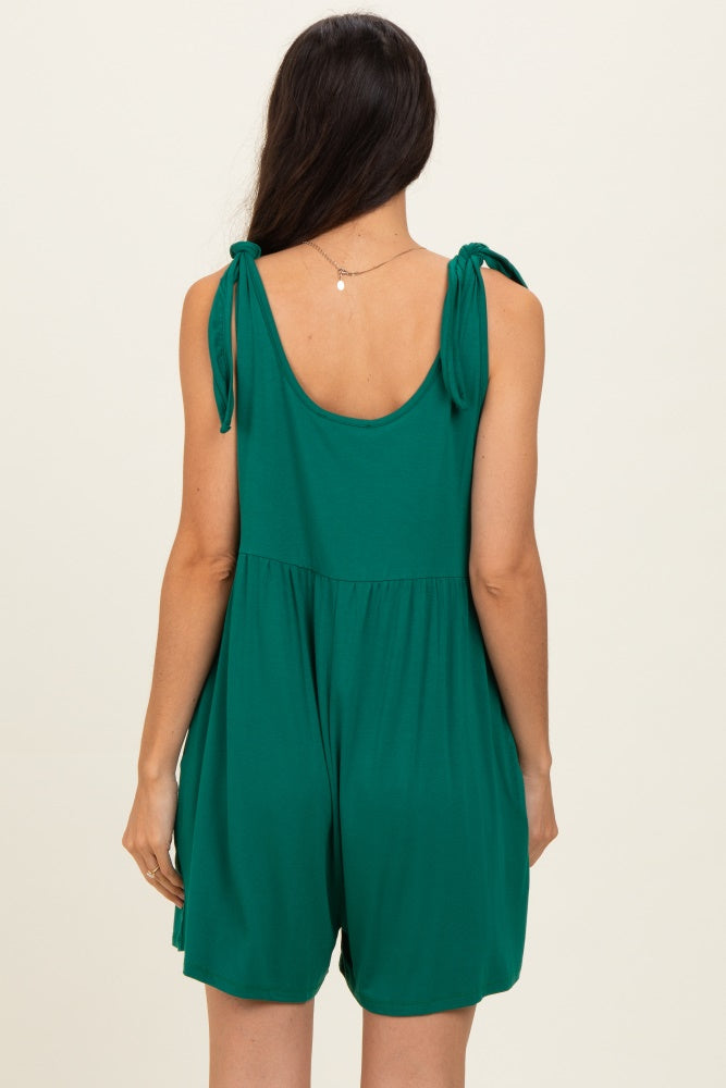 Forest Green Knot Strap Romper