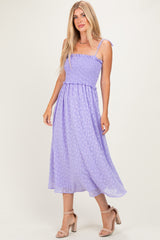Lavender Shoulder Tie Midi Dress