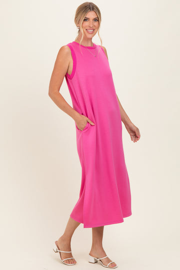 Fuchsia Sleeveless Midi Dress