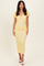 Yellow Knit Twisted Bust Short Sleeve Midi Dress