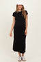 Black Contrast Trim Short Sleeve Maternity Midi Dress