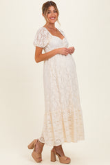 Ivory Lace Maternity Maxi Dress