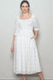 Cream Floral Smocked Midi Dress
