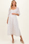 Cream Floral Smocked Maternity Midi Dress