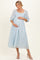 Light Blue Floral Smocked Maternity Midi Dress