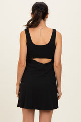 Black Ribbed Active Romper Dress